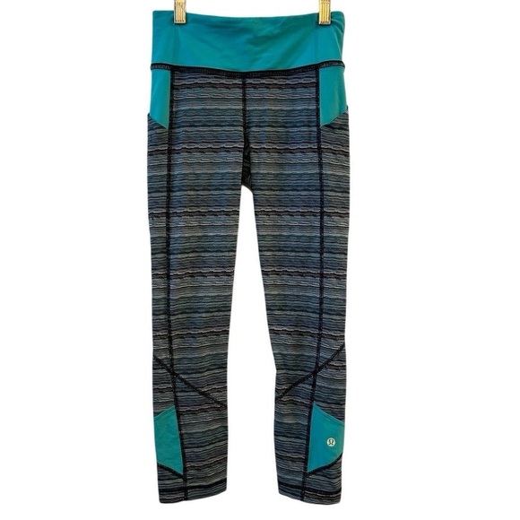 Lululemon Womens Pace Rival Crop Space Dye Twist Peacock Blue Sz 6 Luxtreme - Picture 1 of 8